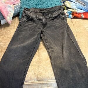 American Eagle Outfitters Women's Wide Leg Jeans - Washed Black